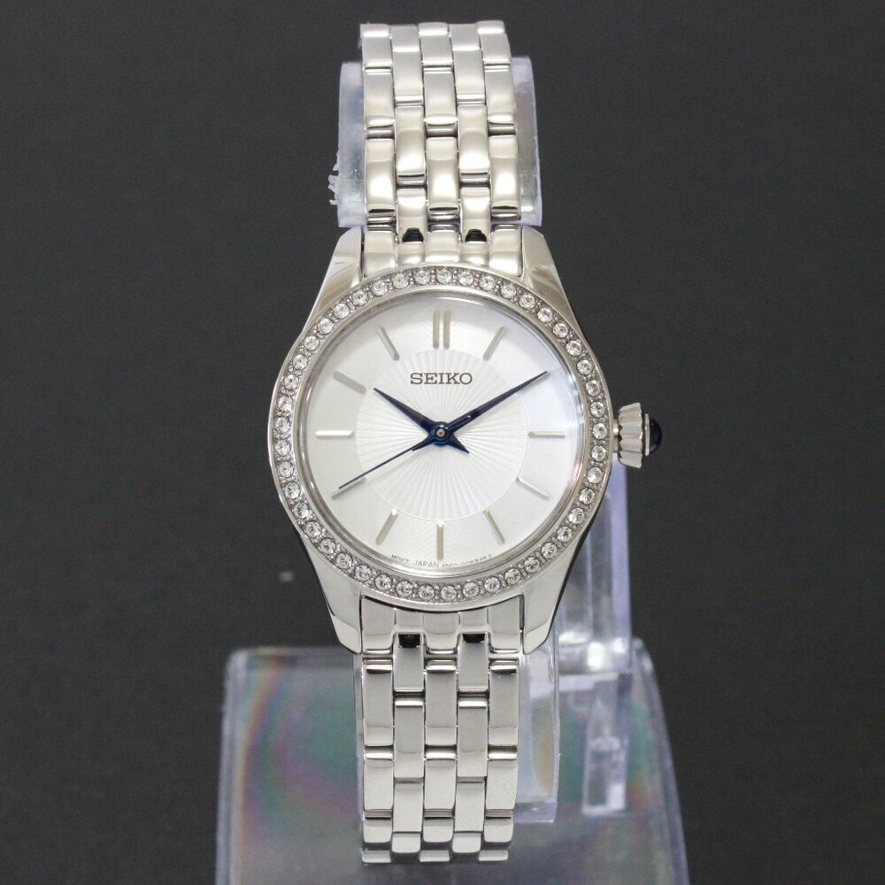 Ladies Seiko Essentials Crystal Studded Bezel Textured Dial 26mm - Picture 3 of 13